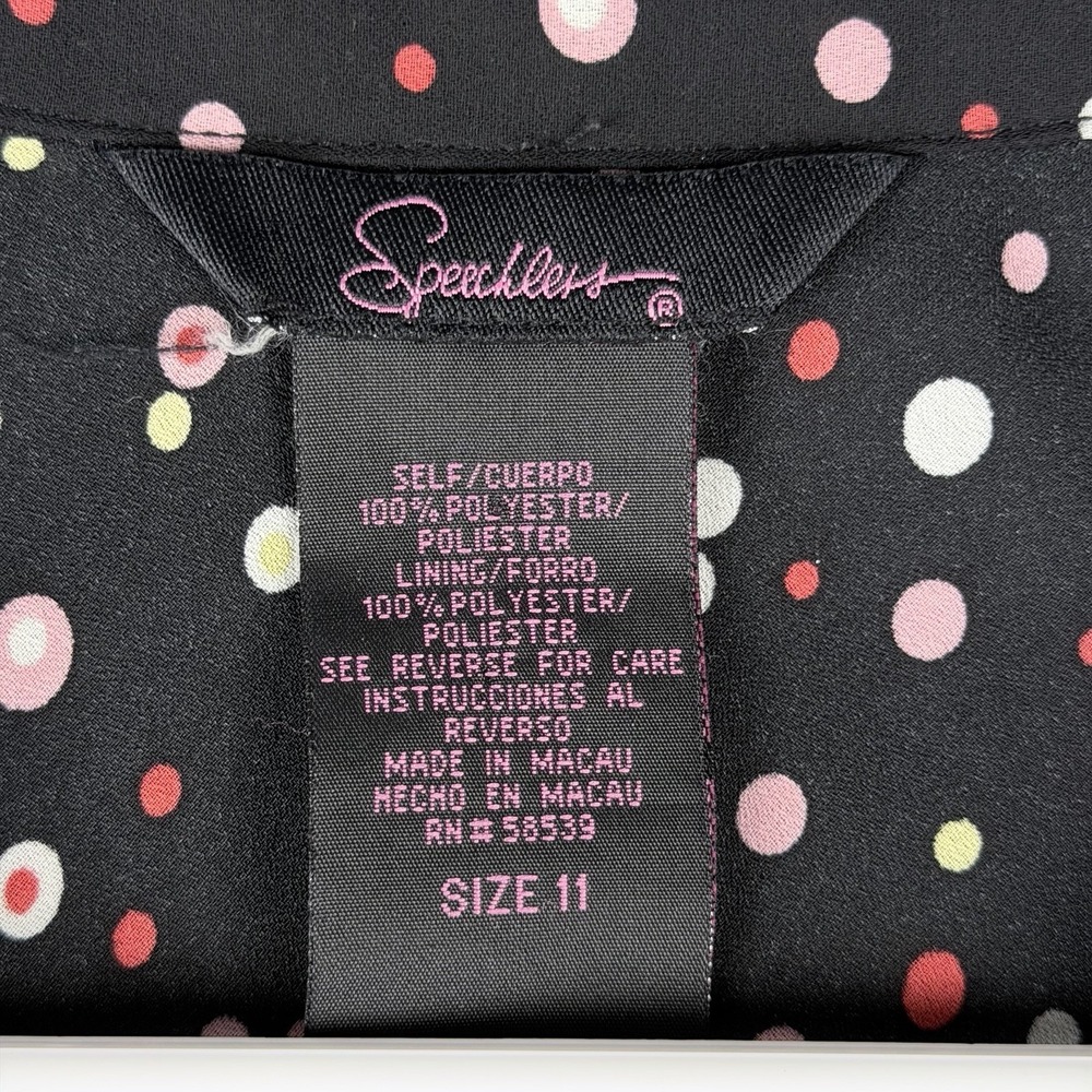 Speechless 11 A-Line Dress Black Polka Dot Ruffle Flutter Sleeve Collared - Picture 10 of 13